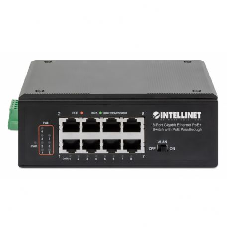 INTELLINET SWITCH ETHERNET GIGABIT 8 PORTE PoE+ CON PoE PASSANTE