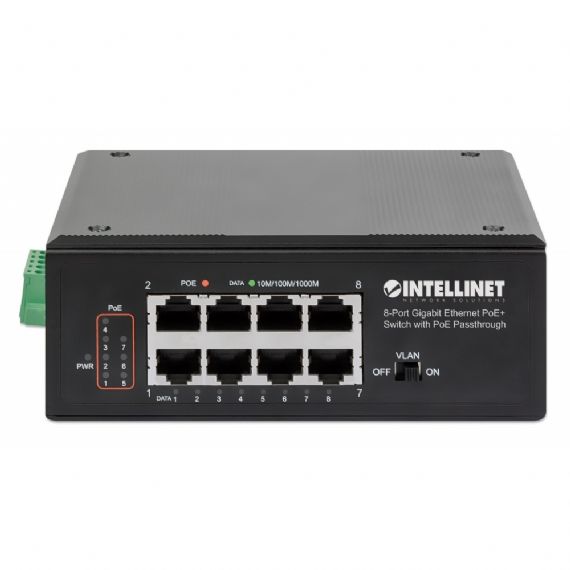 INTELLINET SWITCH ETHERNET GIGABIT 8 PORTE PoE+ CON PoE PASSANTE