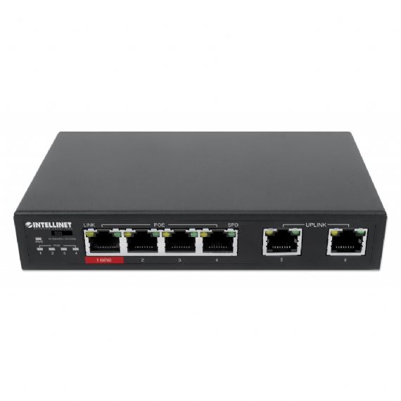 INTELLINET SWITCH FAST ETHERNET A 6 PORTE CON 4 PORTE PoE (1 x High-Power PoE)